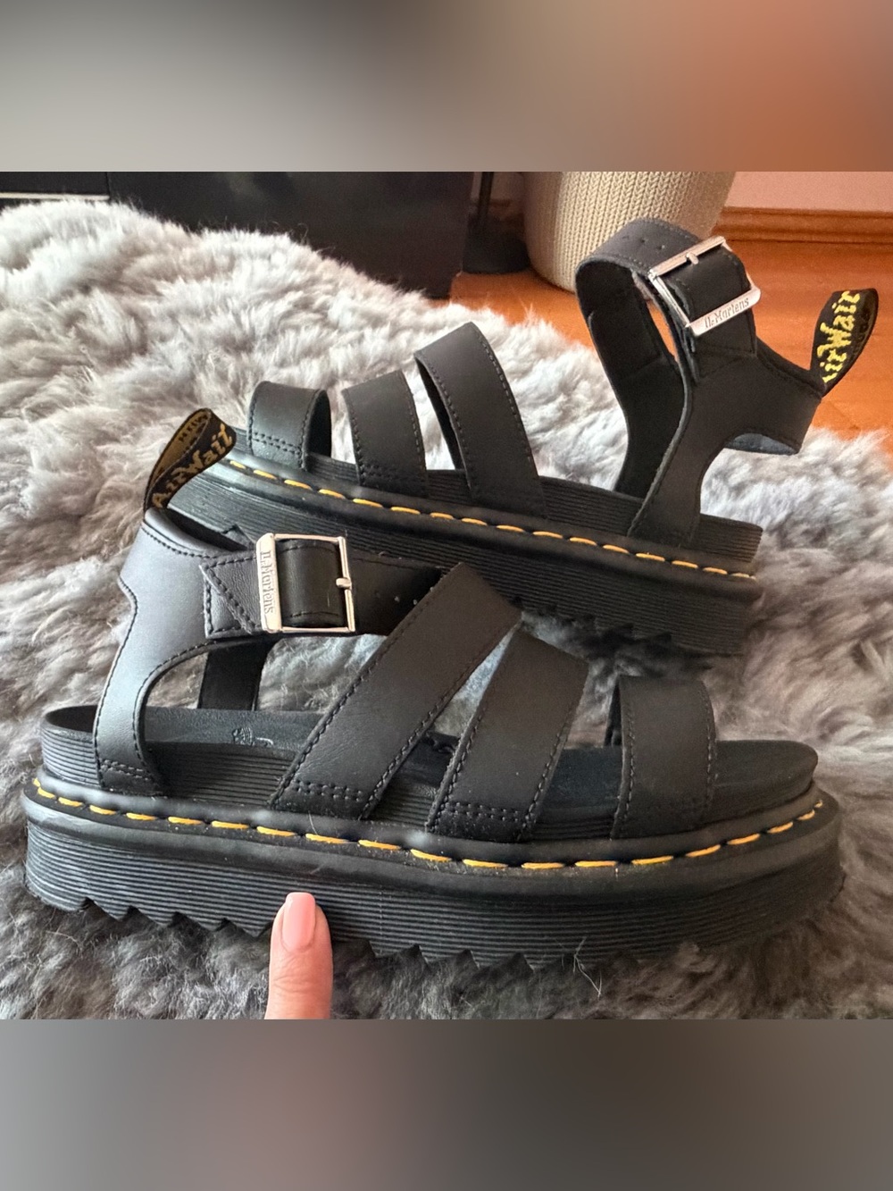 Dr. Martens Black Platform Gladiator Sandals. Size 7 but they fit 8.5, EU 38 - Picture 10 of 15